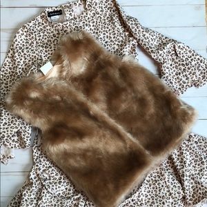Kate Mack dress and fur vest